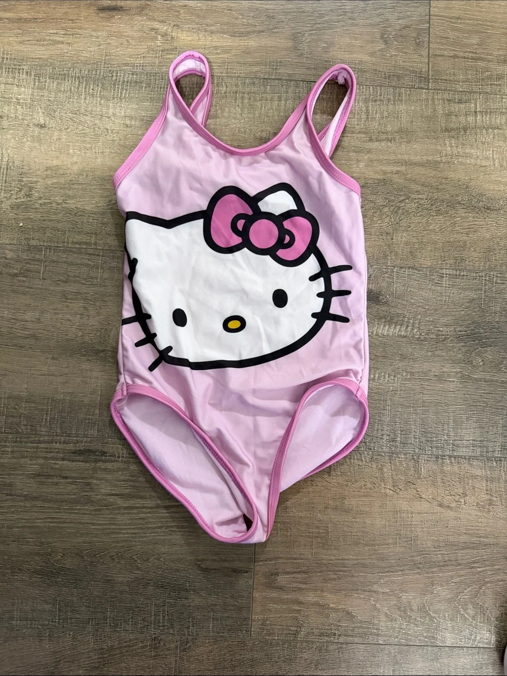 Hello Kitty Light Pink Girls One-Piece Swimsuit with Bow Graphic